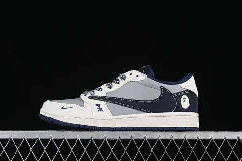 All categories Air Jordan Jordan series basketball shoes Air Jordan 1 Low High-end customized low-top sneakers Travis Scott x Fragment Design x Air Jordan 1 Low OG SP Joe 1 Guanxi co-branded gray and red pattern hook low-top cultural casual sneakers BB6511-622